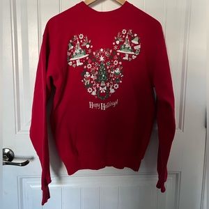 Disneyland Happy Holiday With Mickey & Minnie Red Crewneck | Size: Small